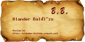 Blander Balázs névjegykártya